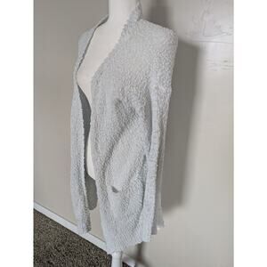 Listle‎ Cardigan Womens Large Light Blue Long Line Sweater Pockets Open Knit